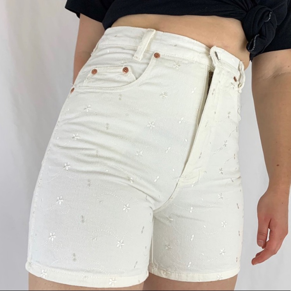 White high-waisted shorts